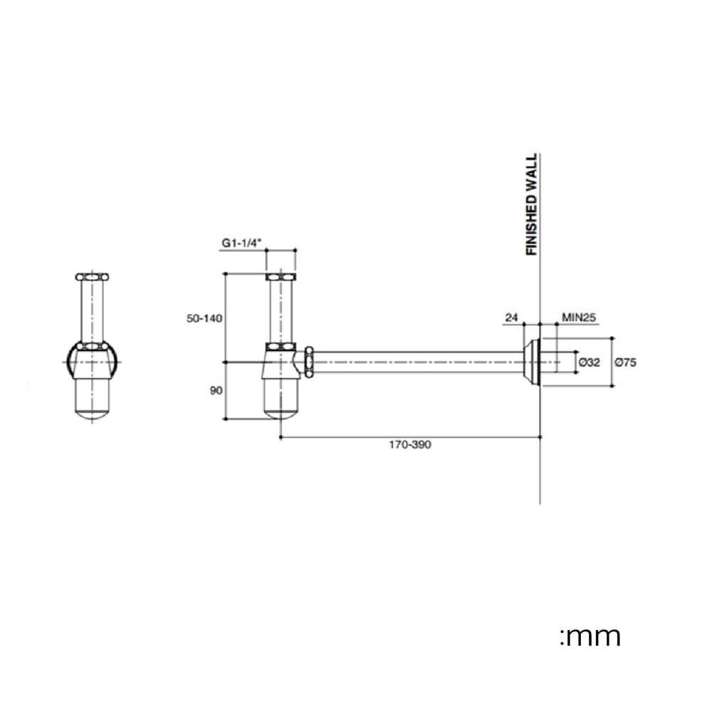 ท่อน้ำทิ้งอ่างล้างหน้ากระปุก ENGLEFIELD K-16953X-BL 39 ซม.