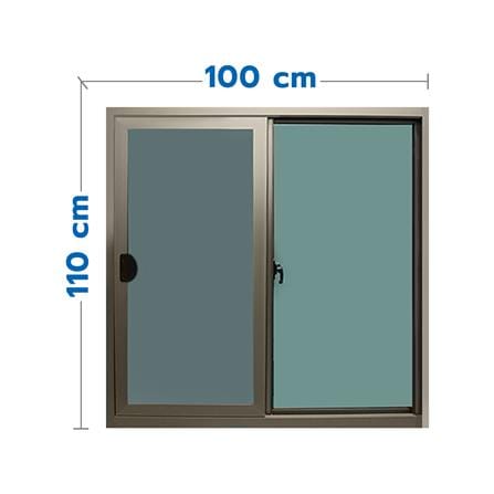 หน้าต่างบานเลื่อน อะลูมิเนียม WINTOP 100X110 ซม. สีแชมเปญ_0