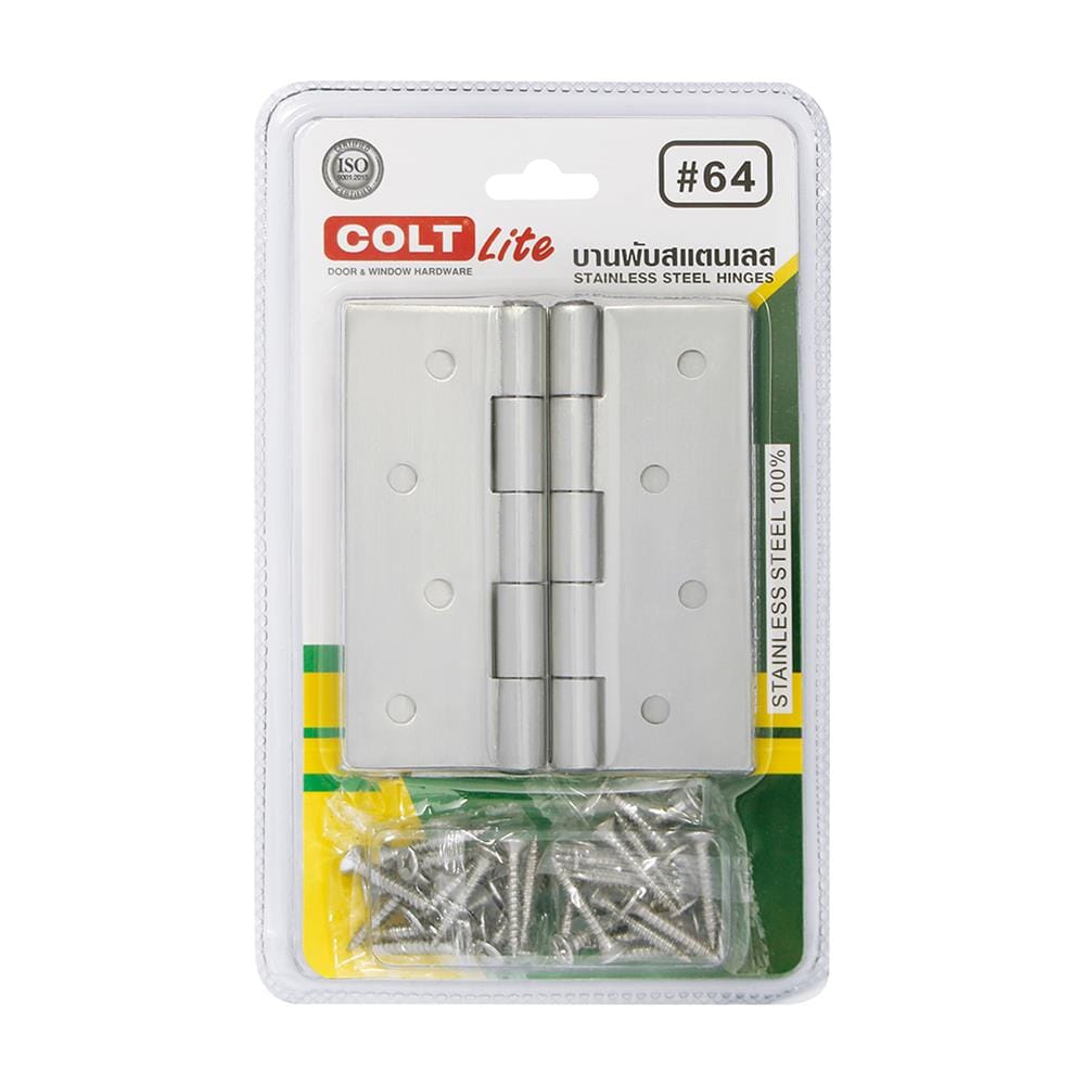บานพับ 4X3 นิ้ว X 1.8 มม. COLT LITE 64 สีสเตนเลส (แพ็ก 4 ชิ้น)