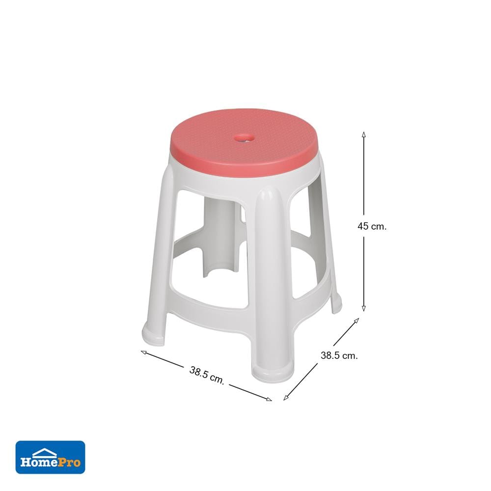 เก้าอี้พลาสติก ME LIVING STOOL สีขาว-ชมพู