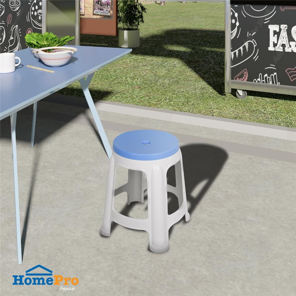 เก้าอี้พลาสติก ME LIVING STOOL สีขาว-ฟ้า