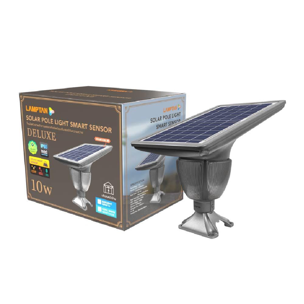 ไฟหัวเสา SOLAR LED LAMPTAN DELUXE 10 วัตต์ DAYLIGHT สีเทา