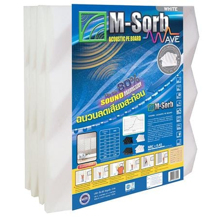ฉนวน PE ลดเสียงสะท้อน MPE M-SORB WAVE หนา 40 มม. 60x60 ซม. สีขาว (แพ็ก 4 ชิ้น)_0