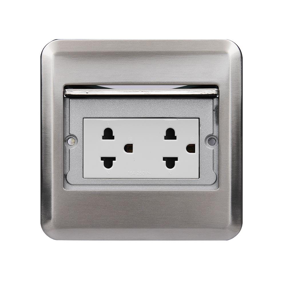 ชุดเต้ารับฝังพื้นสเตนเลส HACO HSI-15SW/PE2 สีเงิน