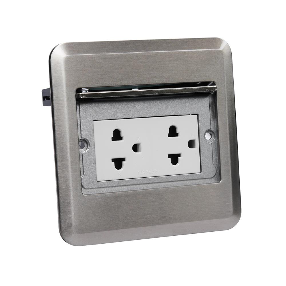 ชุดเต้ารับฝังพื้นสเตนเลส HACO HSI-15SW/PE2 สีเงิน