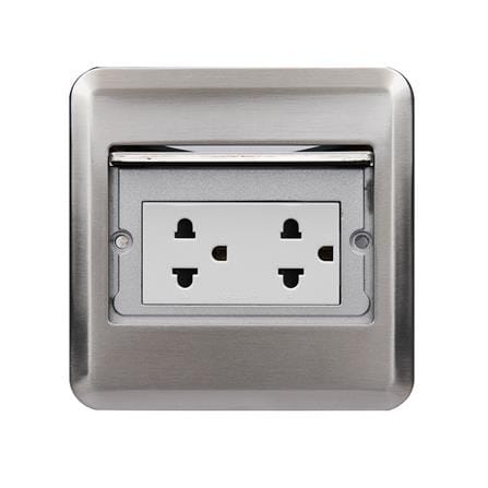 ชุดเต้ารับฝังพื้นสเตนเลส HACO HSI-15SW/PE2 สีเงิน