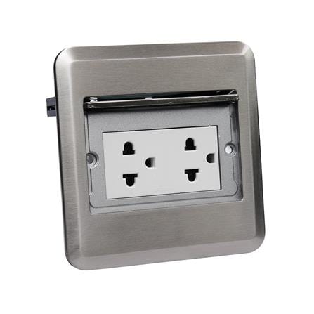 ชุดเต้ารับฝังพื้นสเตนเลส HACO HSI-15SW/PE2 สีเงิน_1