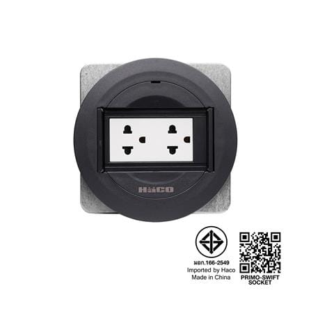 ชุดเต้ารับฝังพื้นอะลูมิเนียมแบบกลม HACO PPU-22S/P-E2 สีดำ_5
