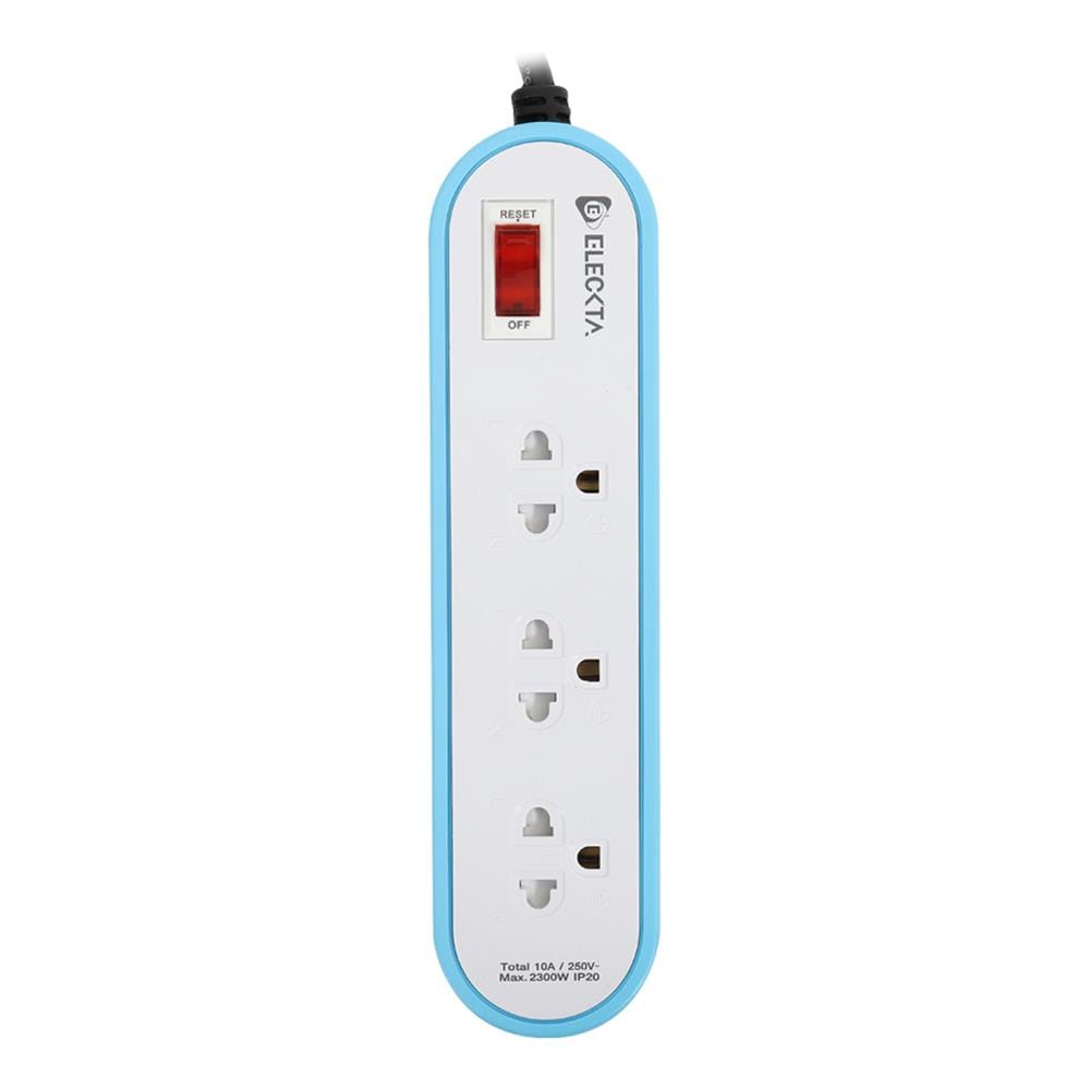 รางปลั๊กไฟ 3 ช่อง 1 สวิตช์ ELECKTA ET3146-3BL 3 เมตร สีฟ้า