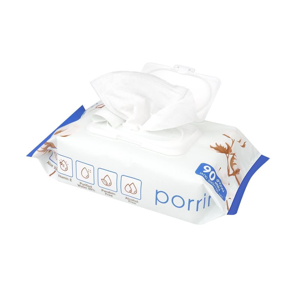 ผ้าเช็ดทำความสะอาด PORRIN ALOE VERA 90 แผ่น