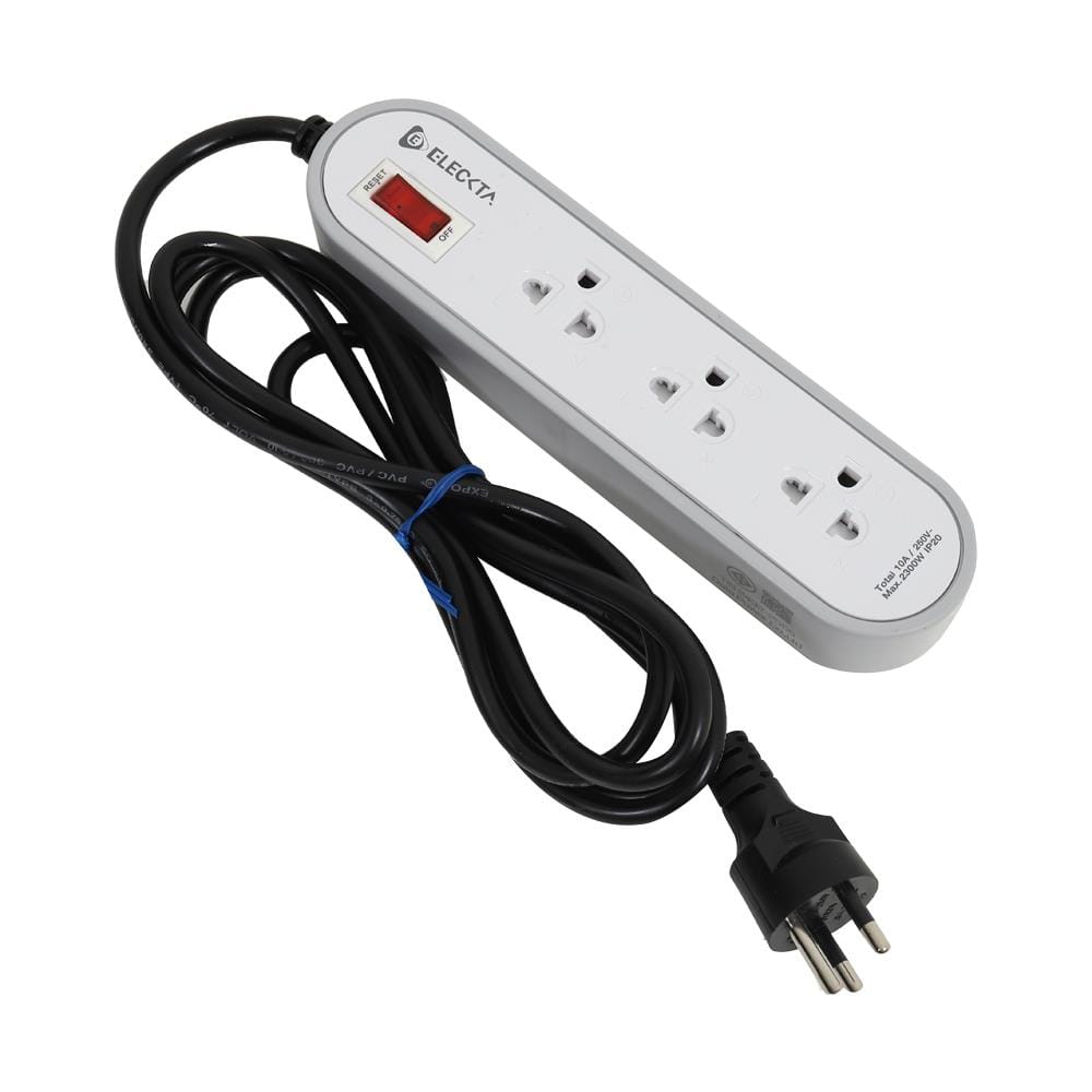 รางปลั๊กไฟ 3 ช่อง 1 สวิตช์ ELECKTA ET3146-2GY 2 เมตร สีเทา