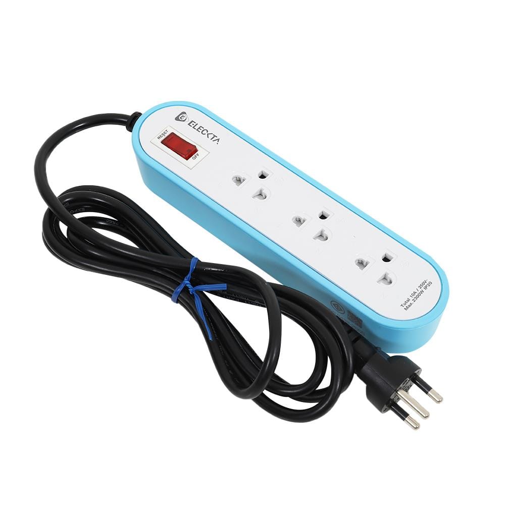 รางปลั๊กไฟ 3 ช่อง 1 สวิตช์ ELECKTA ET3146-2BL 2 เมตร สีฟ้า