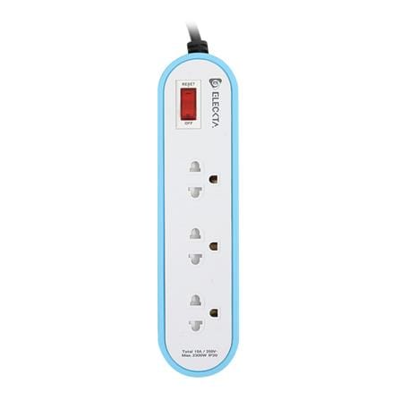 รางปลั๊กไฟ 3 ช่อง 1 สวิตช์ ELECKTA ET3146-2BL 2 เมตร สีฟ้า_0