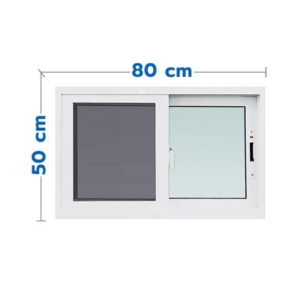 หน้าต่างบานเลื่อน อะลูมิเนียม S-S มุ้ง WINDOW ASIA F10 80X50 ซม. สีขาว
