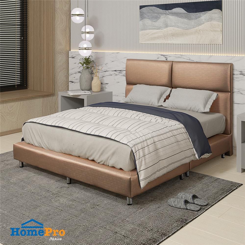 ฐานรองหัวเตียง 6 ฟุต HOME LIVING STYLE SQUARE สีน้ำตาลอ่อน