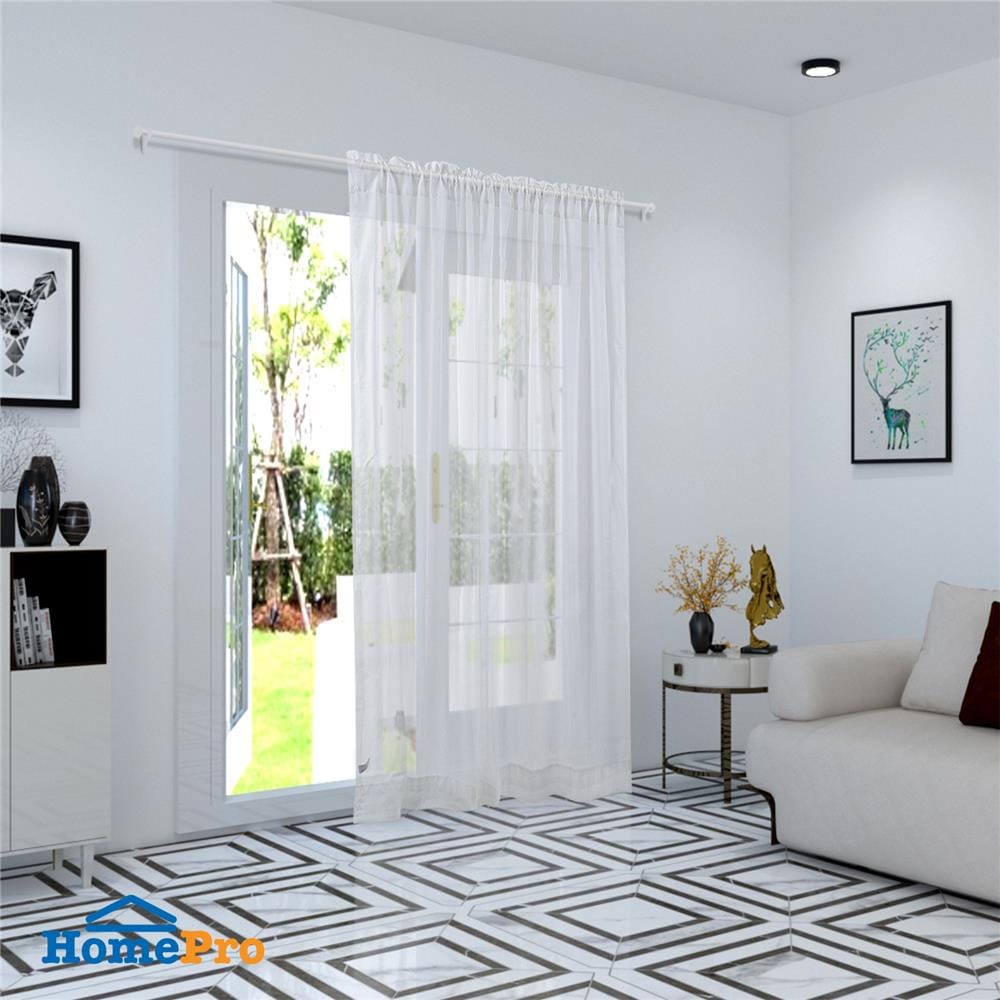 ผ้าม่านโปร่งสอดหู HOME LIVING STYLE RAIN 160X220 ซม. สีขาว
