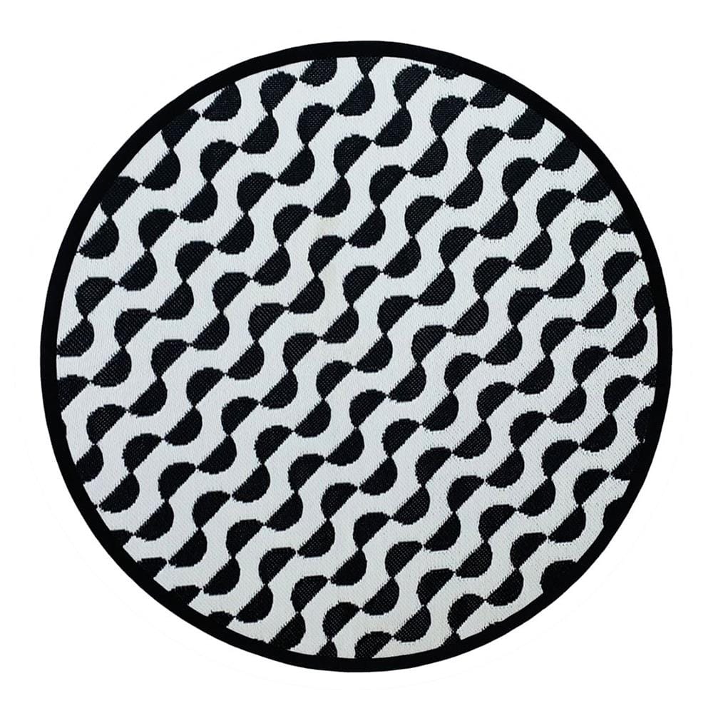 เสื่ออเนกประสงค์ MAT-ER CIRCLE WAVES 150x150 ซม. สีดำ-ขาว