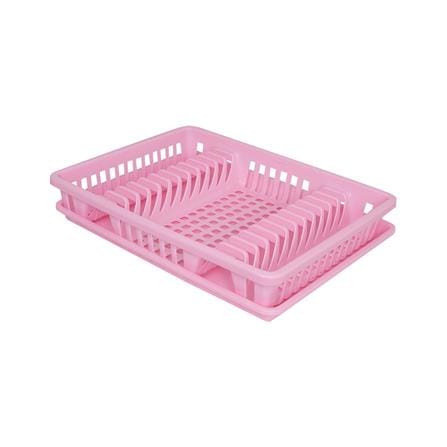 ชั้นคว่ำจานพลาสติกพร้อมถาดรอง SN 9883/1 สีชมพู_0