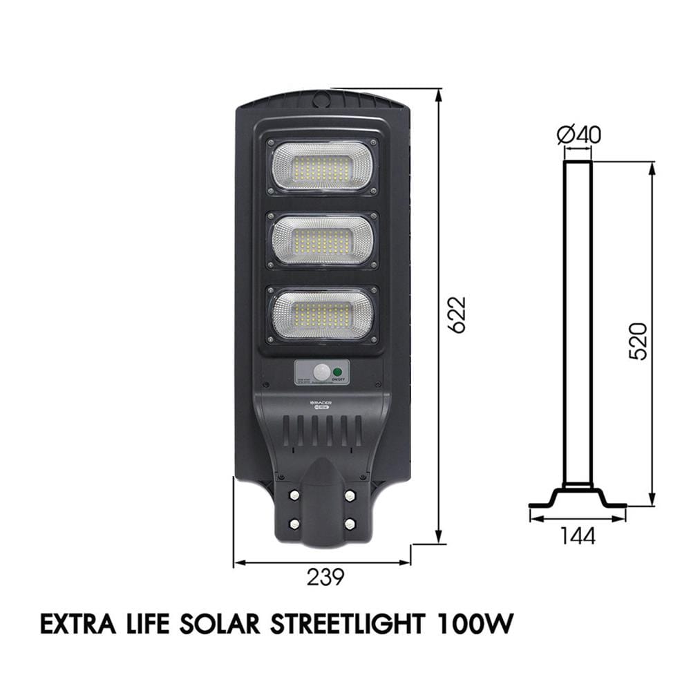 ไฟถนน SOLAR RACER EXTRA LIFE 100 วัตต์ DAYLIGHT สีเทา
