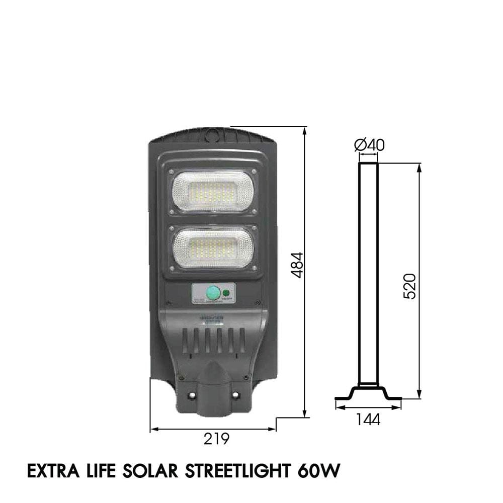 ไฟถนน SOLAR RACER EXTRA LIFE 60 วัตต์ DAYLIGHT สีเทา