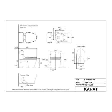 สุขภัณฑ์ 1 ชิ้น KARAT K-26065X-S-WK 4.5 ลิตร สีขาว_2