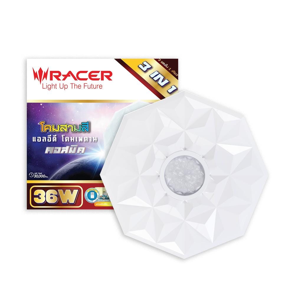 ไฟเพดาน LED RACER COSMIC CM5 15 นิ้ว 36 วัตต์ DAYLIGHT/COOL WHITE/WARM WHITE สีขาว