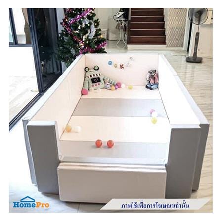 คอกกั้นเด็ก GEKO 3.5 ฟุต หนัง PU สีเทา/ขาว_5