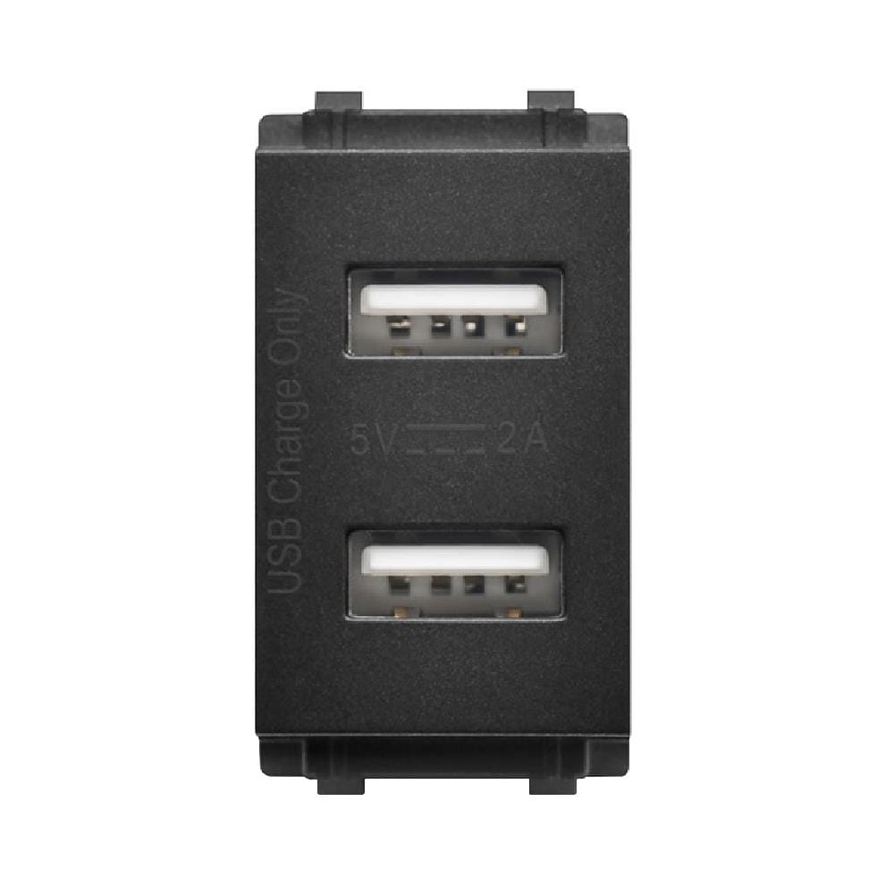 เต้ารับ USB PHILIPS 1 ช่อง LEAF 2 แอมแปร์ สีดำ