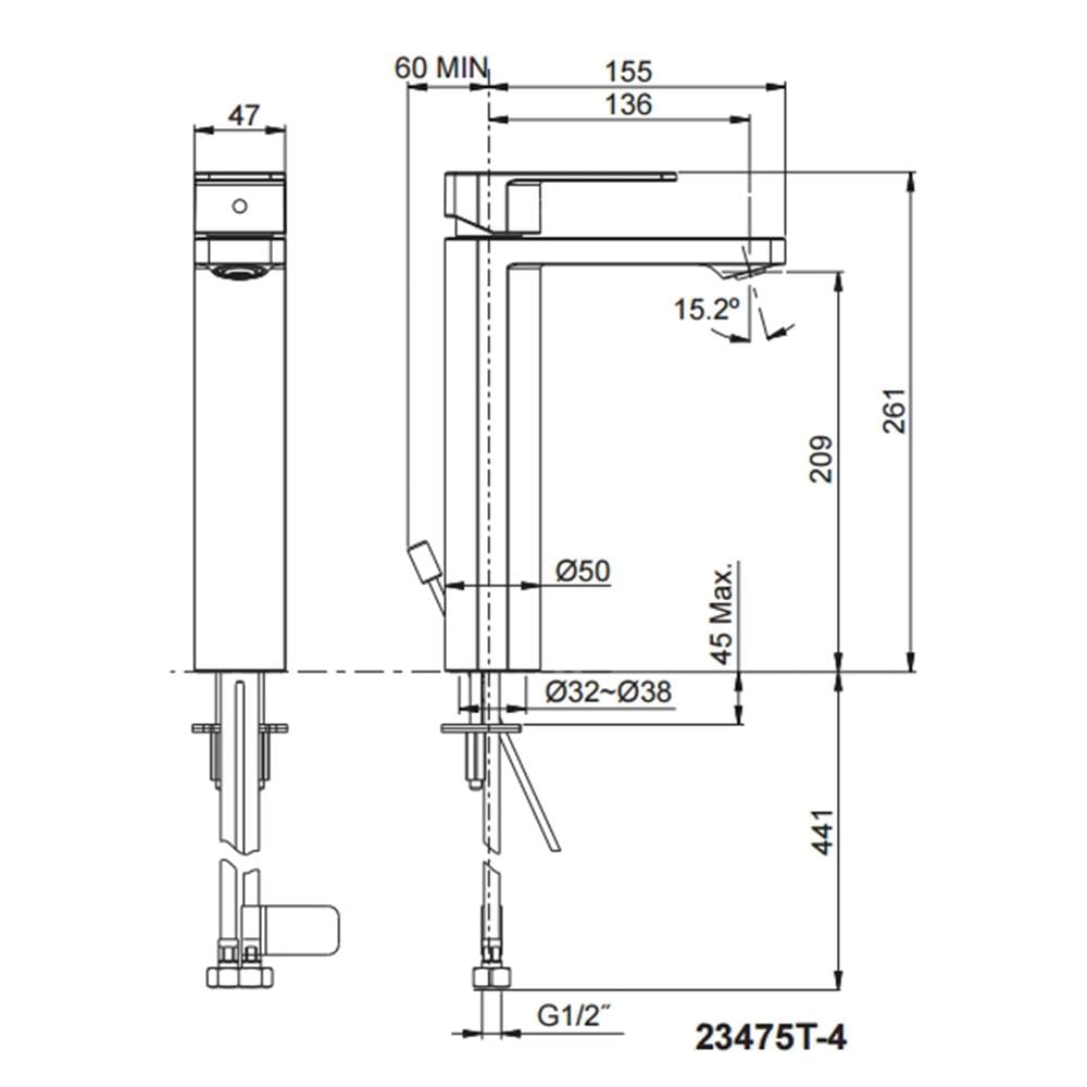 ก๊อกผสมอ่างล้างหน้า KOHLER K-23475T-4-AF