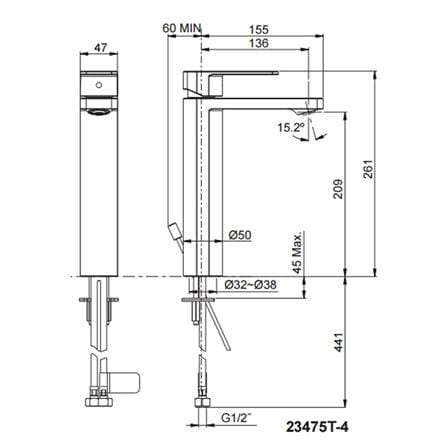 ก๊อกผสมอ่างล้างหน้า KOHLER K-23475T-4-AF_1