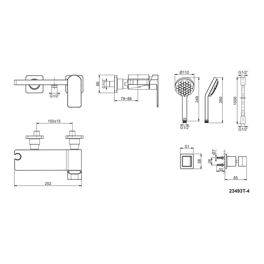 ก๊อกผสมยืนอาบ KOHLER K-23493T-4-AF