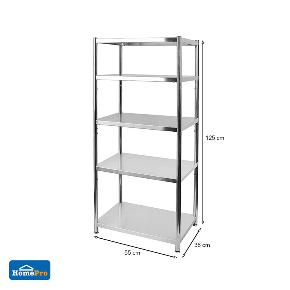 ชั้นวางของสเตนเลส 5 ชั้น STACKO SPACE 55x38x125 ซม. สีสเตนเลส