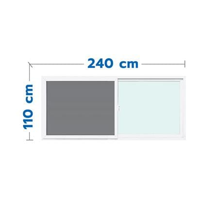 หน้าต่างบานเลื่อน UPVC  F-S-S-F มุ้ง EURO FRAME 240X110 ซม. สีขาว_0