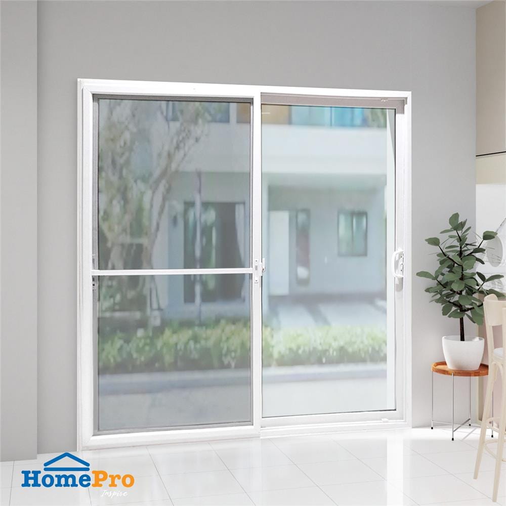 ประตูบานเลื่อน UPVC S-S มุ้ง EURO FRAME 200X205 ซม. สีขาว