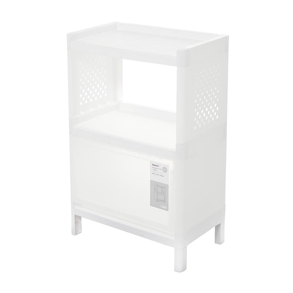 ชั้นวางของ 2 ชั้น 1 ลิ้นชัก STACKO MONO 48x30x76 ซม. สีขาว