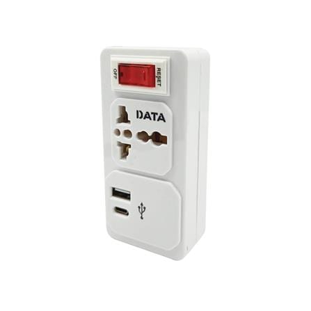 ปลั๊กแปลง 2 ขาแบน 1 ช่อง 1 สวิตช์ 1USB 1TYPE-C DATA AL39 10 แอมป์ สีขาว_1