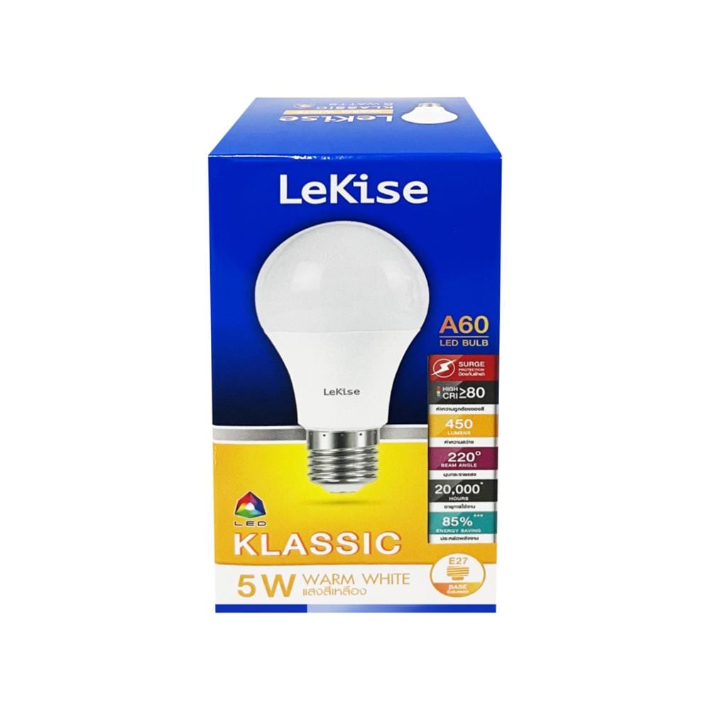 หลอด LED LEKISE A60 KLASSIC 5 วัตต์ WARMWHITE E27