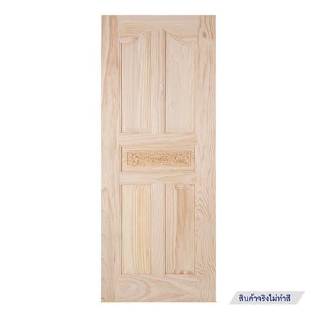 ประตูไม้สนนิวซีแลนด์ ไม่เจาะลูกบิด MODERN DOORS L118 80x200 ซม. สีธรรมชาติ_0