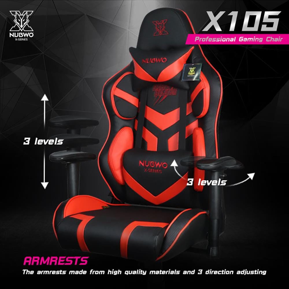 เก้าอี้เกมมิ่ง NUBWO NBCH-X105 สีดำ/แดง
