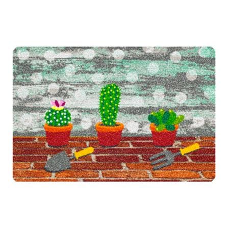 พรม PRAW CACTUS SAVE THE WORLD 50X75 ซม. สีเทา/น้ำตาล_0