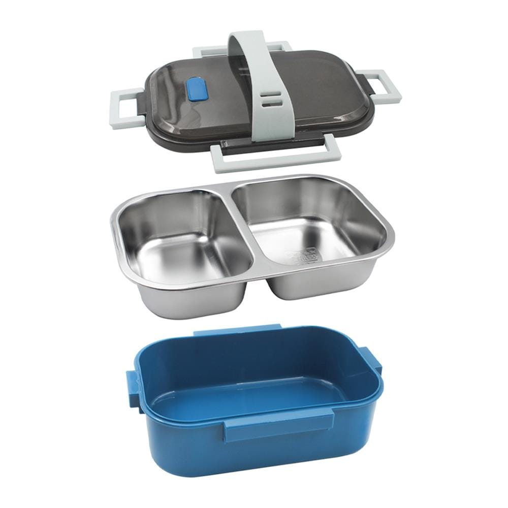 กล่องอาหาร 1 ลิตร 2 ช่อง+หูหิ้ว KECH LUNCH BOX สีน้ำเงิน