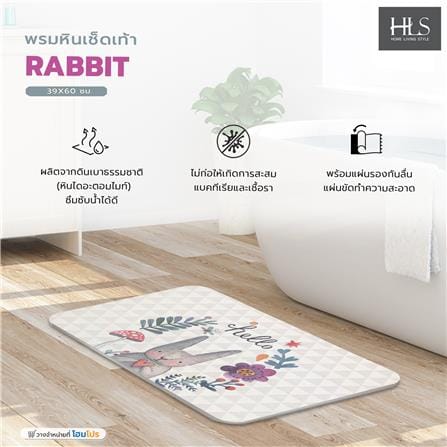 พรมหินเช็ดเท้า HOME LIVING STYLE RABBIT 39X60 ซม. สีเทา_3