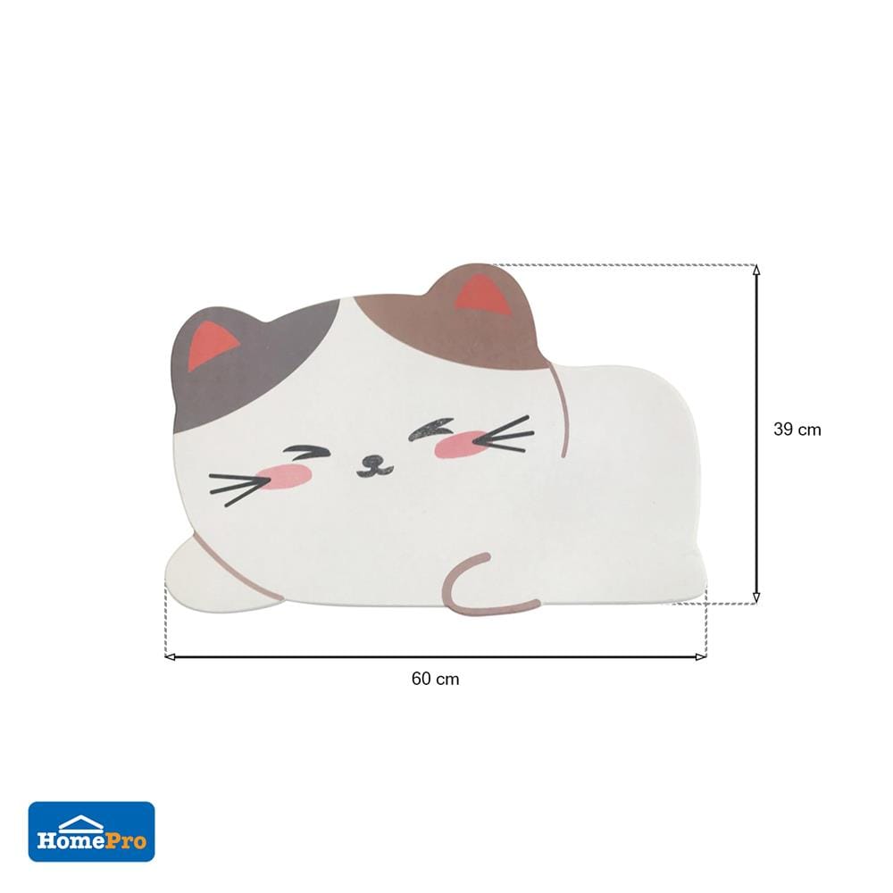 พรมหินเช็ดเท้า HOME LIVING STYLE CAT 39X60 ซม. สีขาว
