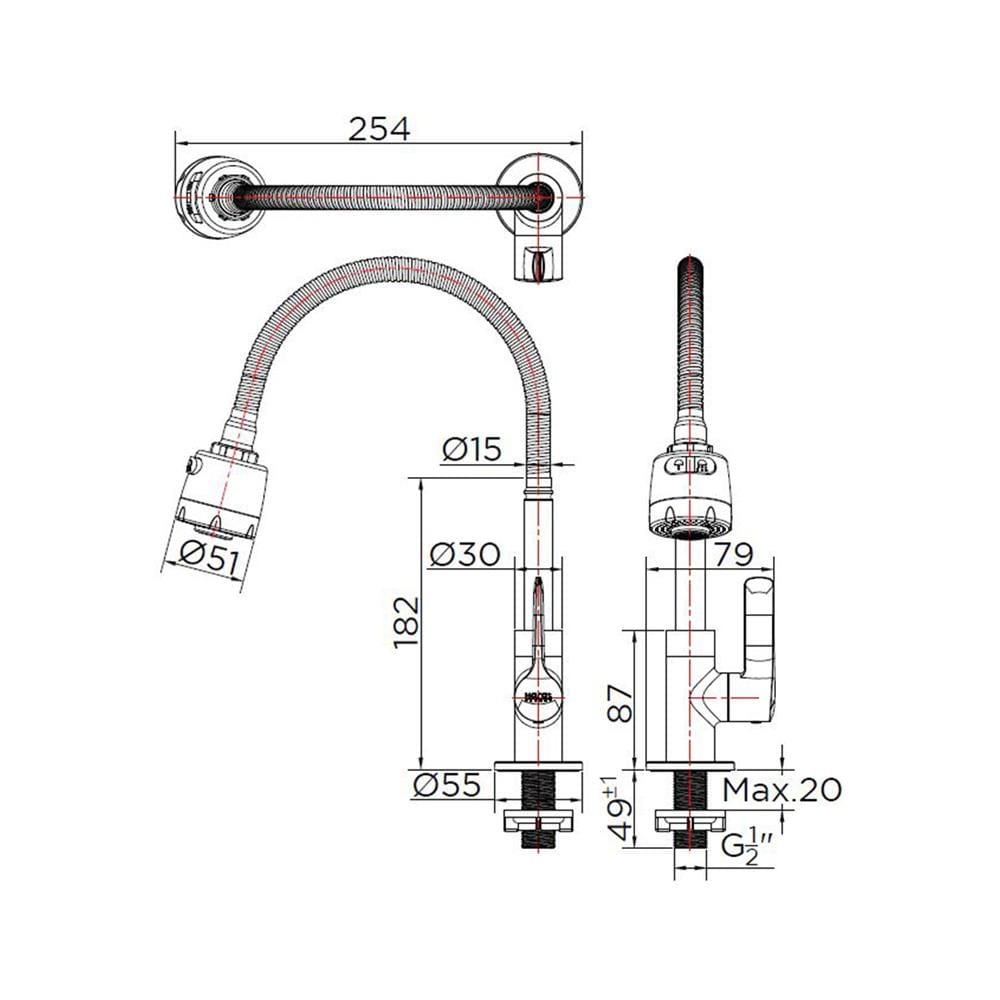 ก๊อกซิงค์เดี่ยวเคาน์เตอร์ KARAT FAUCET KF-63-519-50 สีโครม