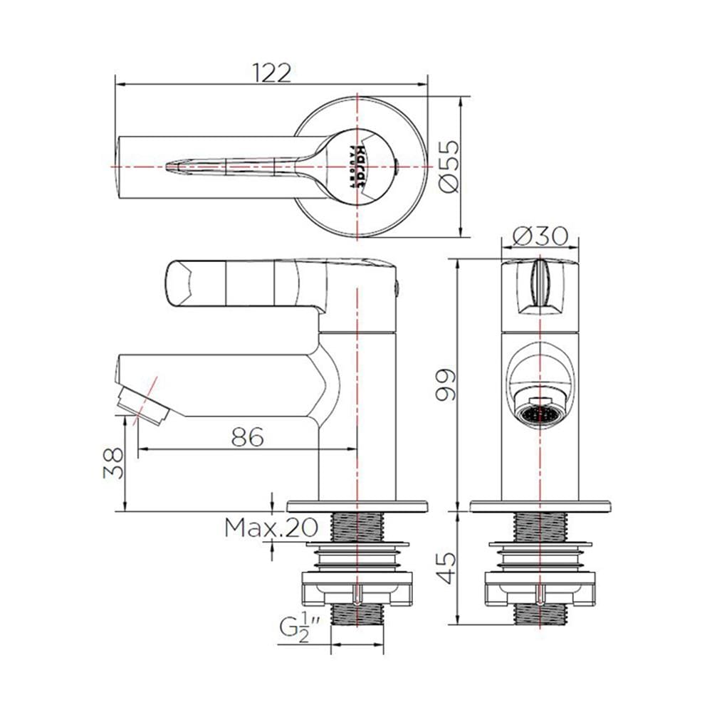 ก๊อกอ่างล้างหน้า KARAT FAUCET KF-63-100B-50