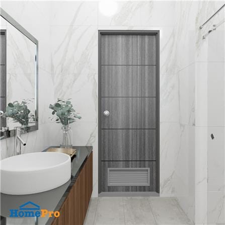 ประตูห้องน้ำ UPVC AZLE PZL4 70X200 ซม. สีเทาควัน เจาะลูกบิด_3