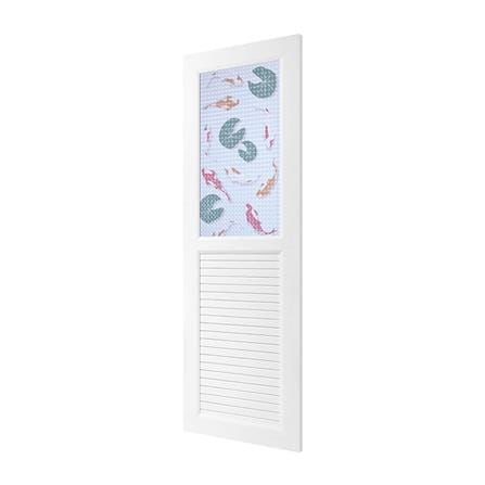 ประตูห้องน้ำ UPVC AZLE AZ111 KOI FISH  70X200 ซม. สีขาว พร้อมวงกบ ไม่เจาะลูกบิด_1