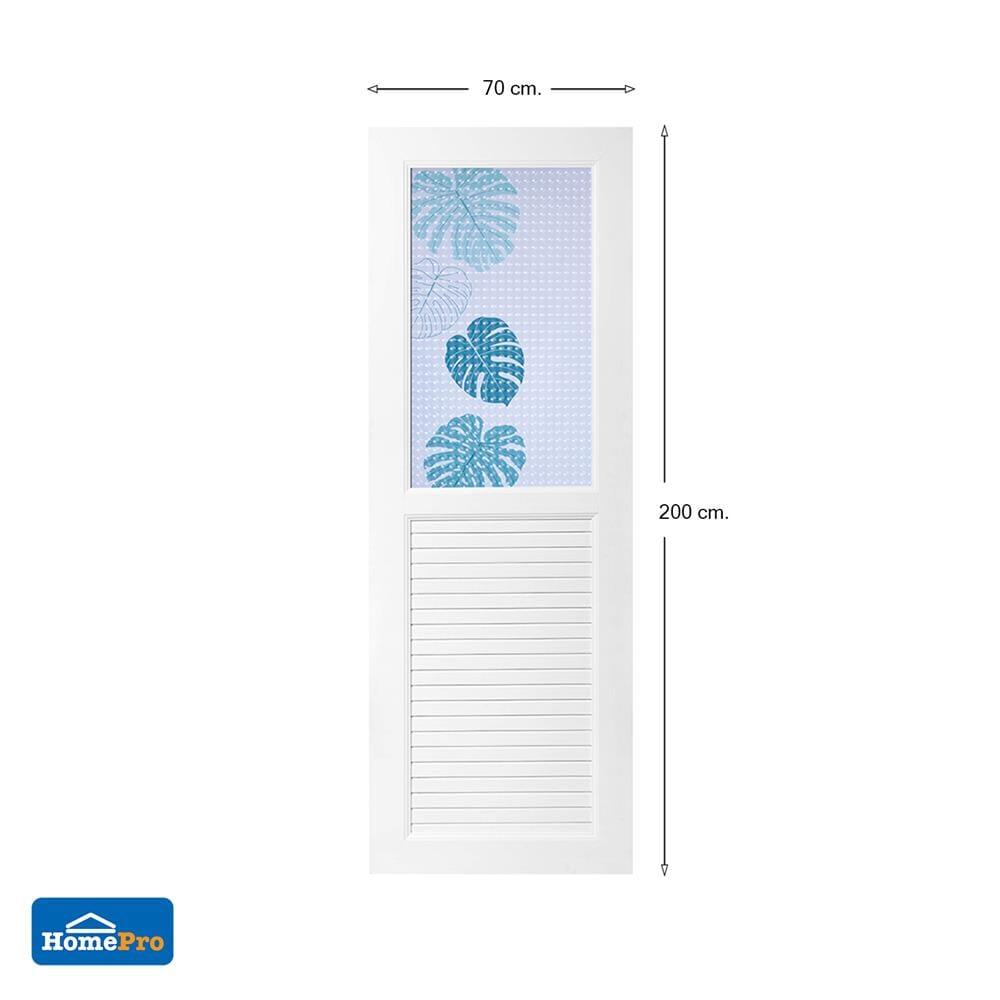 ประตูห้องน้ำ UPVC AZLE AZ112 MONSTERA 70X200 ซม. สีขาว พร้อมวงกบ ไม่เจาะลูกบิด