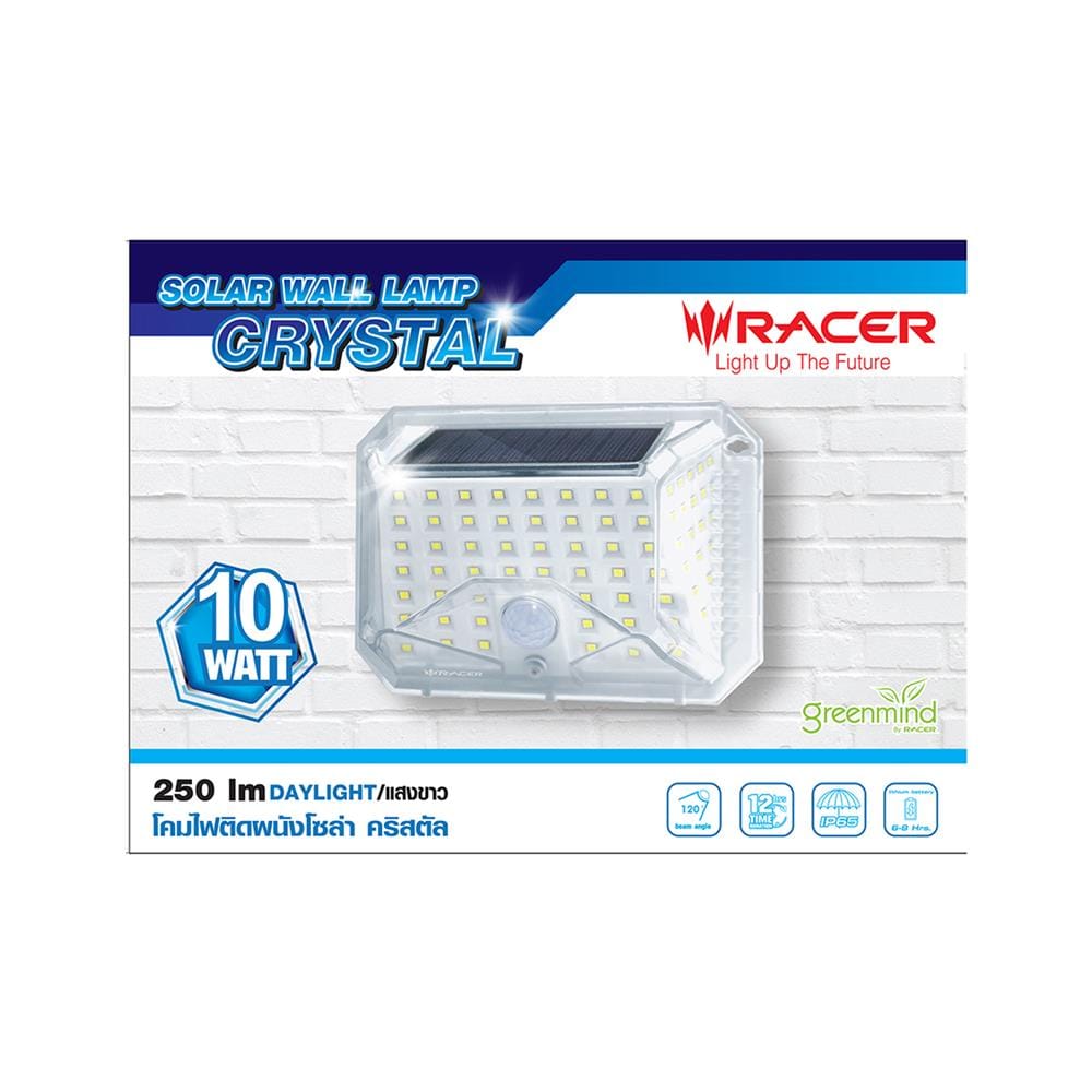 ไฟผนังภายนอก SOLAR RACER CRYSTAL 10 วัตต์ DAYLIGHT สีขาว