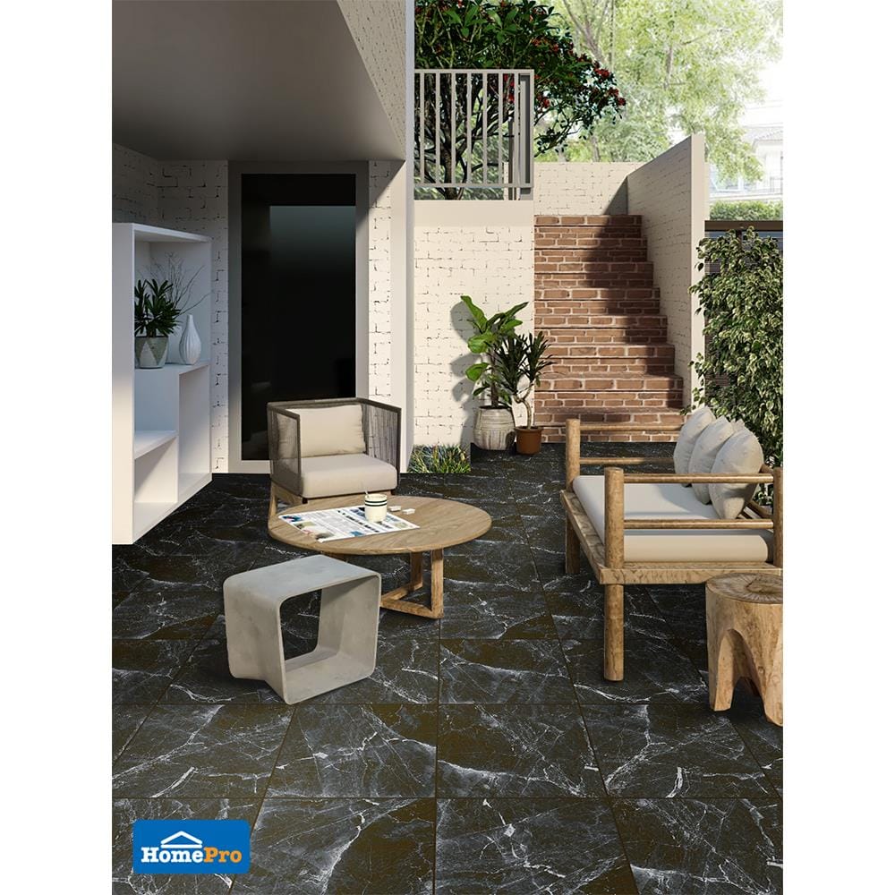 กระเบื้องพื้นพอร์ซเลน  16x16 นิ้ว COTTO อวาลอน ดำ ExC PM 0.96M2